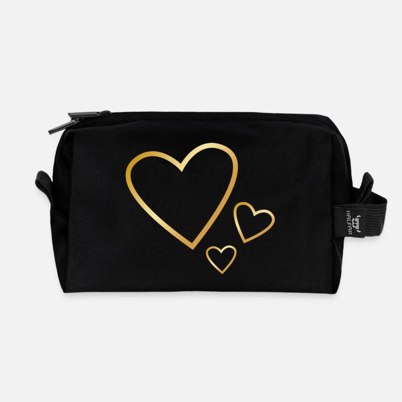 3 Herzen Symbol - Recycelte Kulturtasche - Schwarz