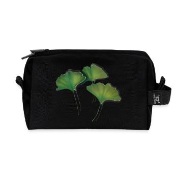 Ginko leaves/Ginkgo leaf - Recycled Toiletry Zip Bag - black - Front