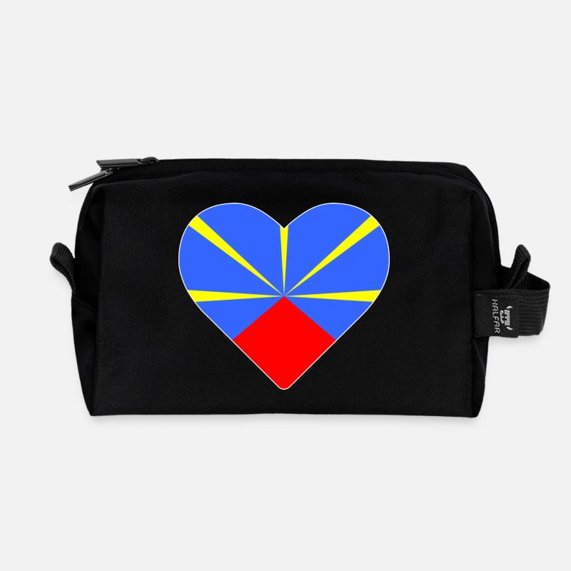 Herz Flagge die Insel des Treffens - Recycelte Kulturtasche - Schwarz