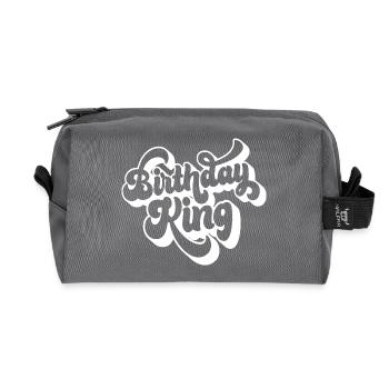 Birthday King - Cooles Geburtstagsparty-Geschenk für Männer - Recycelte Kulturtasche - Anthrazit - Vorne