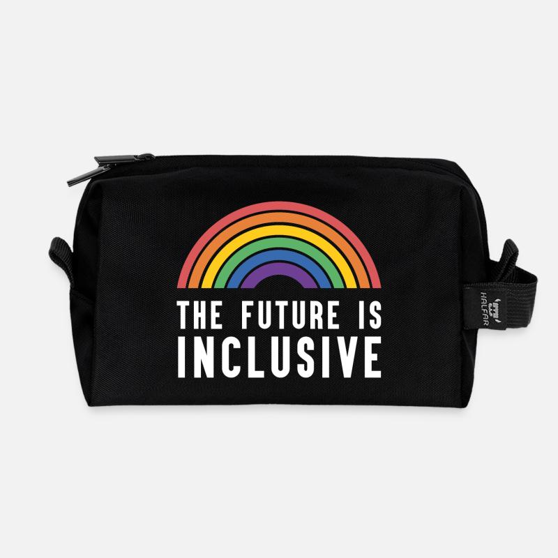 Pride Month LGBT - The Future is Inclusive - Recycled Toiletry Zip Bag - black