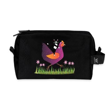 Hen Rider - Katze auf Huhn - Geschenkidee - Recycelte Kulturtasche - Schwarz - Vorne