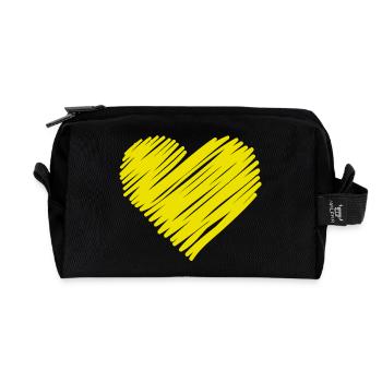 Croquis de cœur néon - Trousse de toilette en tissu recyclé - noir - Devant