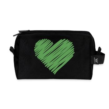 Cœur croquis vert - Trousse de toilette en tissu recyclé - noir - Devant