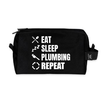 Manger, dormir, plomber, répéter - Trousse de toilette en tissu recyclé - noir - Devant