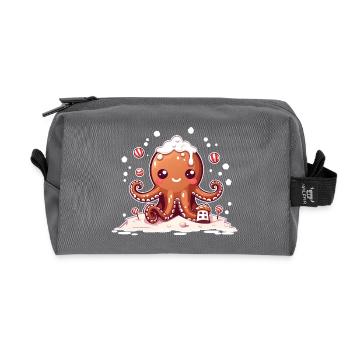 Gingerbread Octopus - Recycled Toiletry Zip Bag - anthracite - Front