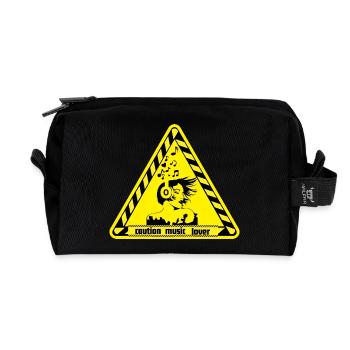 Warning sign for music lovers - Recycled Toiletry Zip Bag - black - Front