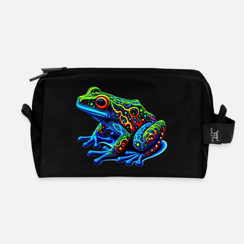 Frosch - Recycelte Kulturtasche - Schwarz