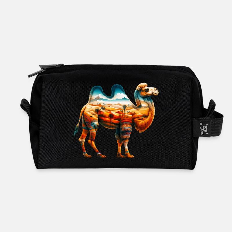 Kamel - Recycelte Kulturtasche - Schwarz