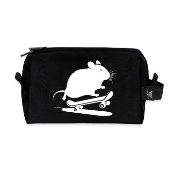 Minimalistischer Hamster Skateboard Skater - Recycelte Kulturtasche - Schwarz - Vorne
