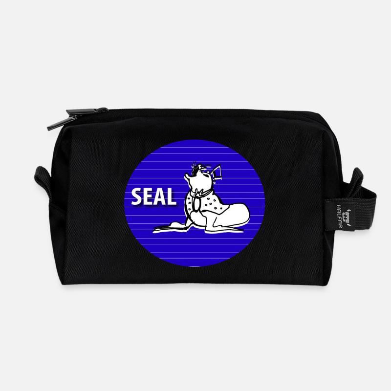 Seehund - Recycelte Kulturtasche - Schwarz