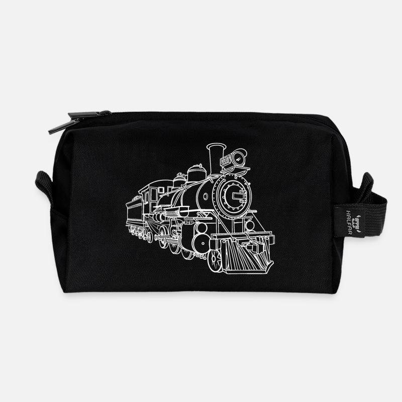 Railway Sketch - Recycled Toiletry Zip Bag - black