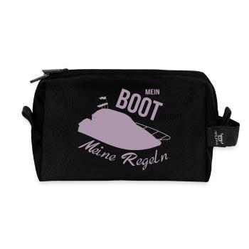 My Boat My Rules Motorboat - Recycled Toiletry Zip Bag - black - Front