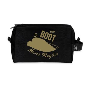 My Boat My Rules Motorboat - Recycled Toiletry Zip Bag - black - Front
