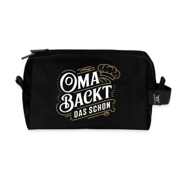Oma backt das schon - unsere backende Oma - Recycelte Kulturtasche - Schwarz - Vorne