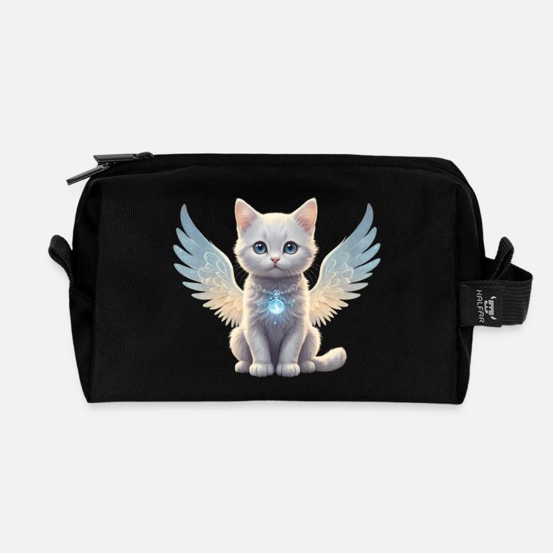 Engels-Katze - Recycelte Kulturtasche - Schwarz
