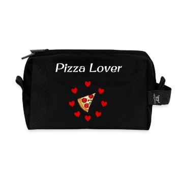 Pizza Lover Hearts Around Pizza - Recycled Toiletry Zip Bag - black - Front
