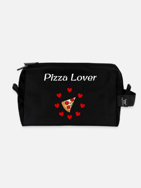 Pizza-Liebhaber-Herzen um Pizza - Recycelte Kulturtasche - Schwarz
