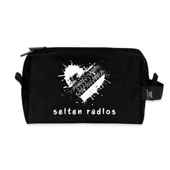 selten radlos fahrrad spruch geschenk herz reifen - Recycelte Kulturtasche - Schwarz - Vorne