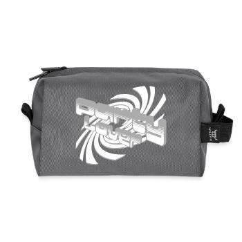 3D Sound Waves Font Design - Recycled Toiletry Zip Bag - anthracite - Front