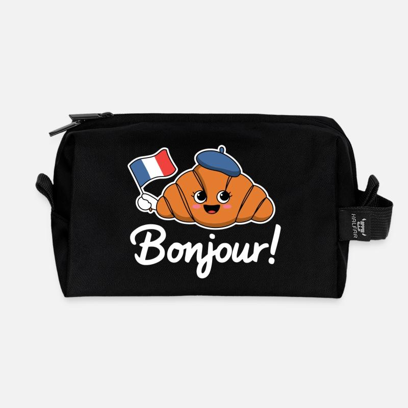 Bonjour Croissant - Recycelte Kulturtasche - Schwarz