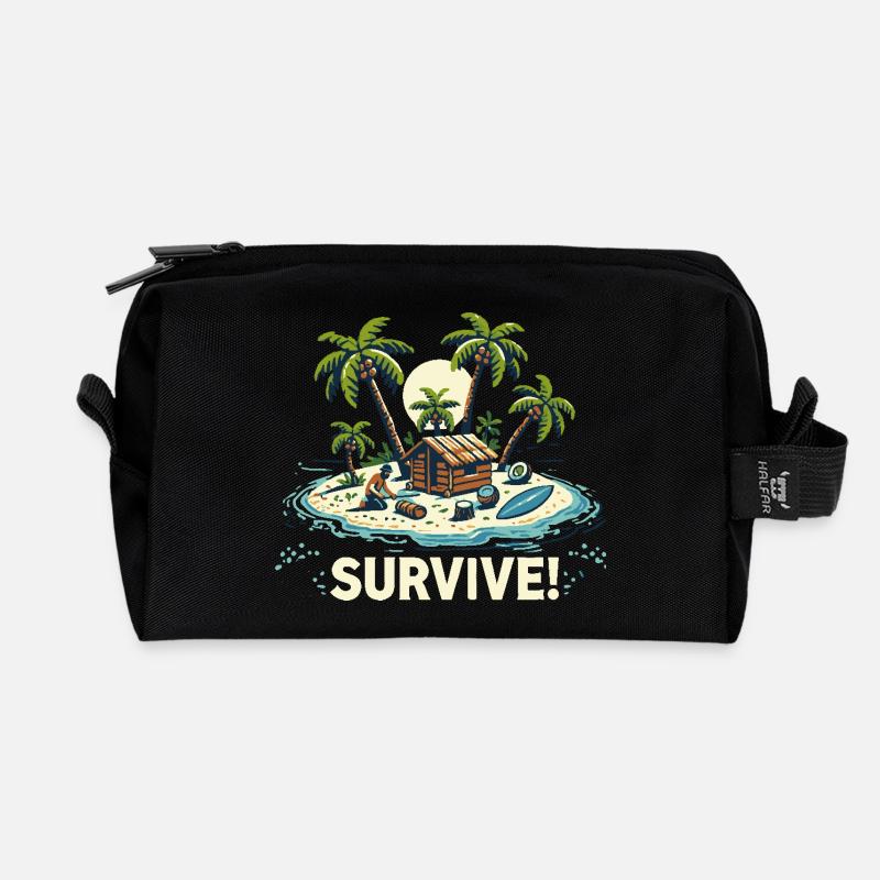 VACATION ON THE ISLAND - Recycled Toiletry Zip Bag - black