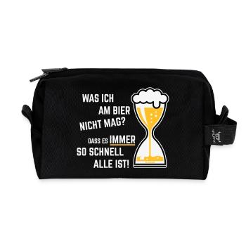 Was Ich Am Bier Nicht Mag? (Sanduhr Bieruhr / 3C) - Recycelte Kulturtasche - Schwarz - Vorne