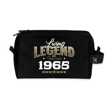 60th Birthday Gift Man Legend February 1965 - Recycled Toiletry Zip Bag - black - Front