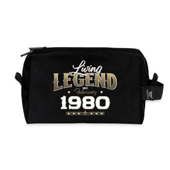 45th Birthday Gift Husband Original February 1980 - Recycled Toiletry Zip Bag - black - Front