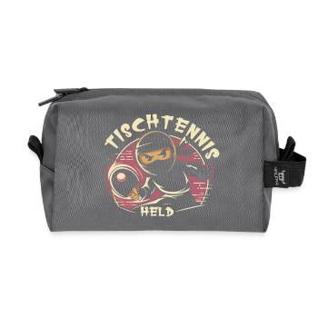 Tischtennis Held Kelle Ninja Verein Junge - Recycelte Kulturtasche - Anthrazit - Vorne