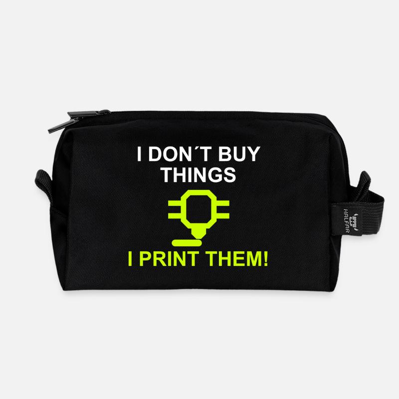 i dont buy things i print them - Recycelte Kulturtasche - Schwarz