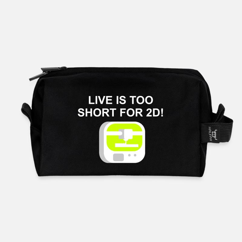 live is too short for 2d - Recycelte Kulturtasche - Schwarz