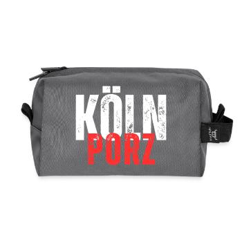 Porz weiß rot - Recycelte Kulturtasche - Anthrazit - Vorne
