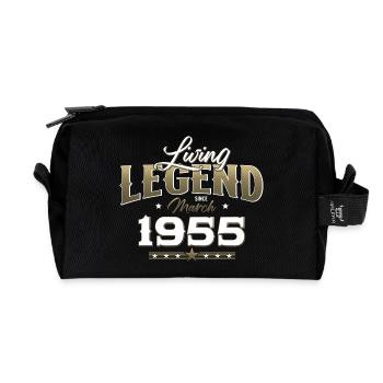 70th Birthday Gift Husband Original March 1955 - Recycled Toiletry Zip Bag - black - Front