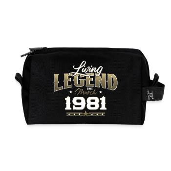 44ème anniversaire cadeau mari Original mars 1981 - Trousse de toilette en tissu recyclé - noir - Devant