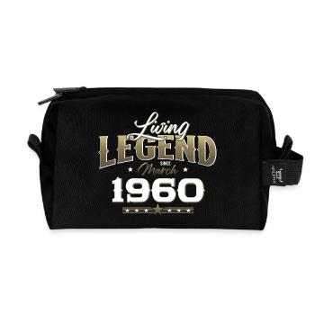 65th Birthday Gift Husband Original March 1960 - Recycled Toiletry Zip Bag - black - Front