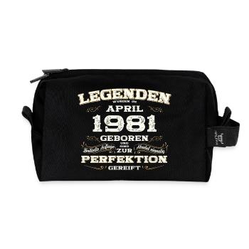 44. Geburtstag Legende April Jahrgang 1981 - Recycelte Kulturtasche - Schwarz - Vorne