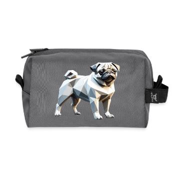 Pug - Pet Design - Recycled Toiletry Zip Bag - anthracite - Front