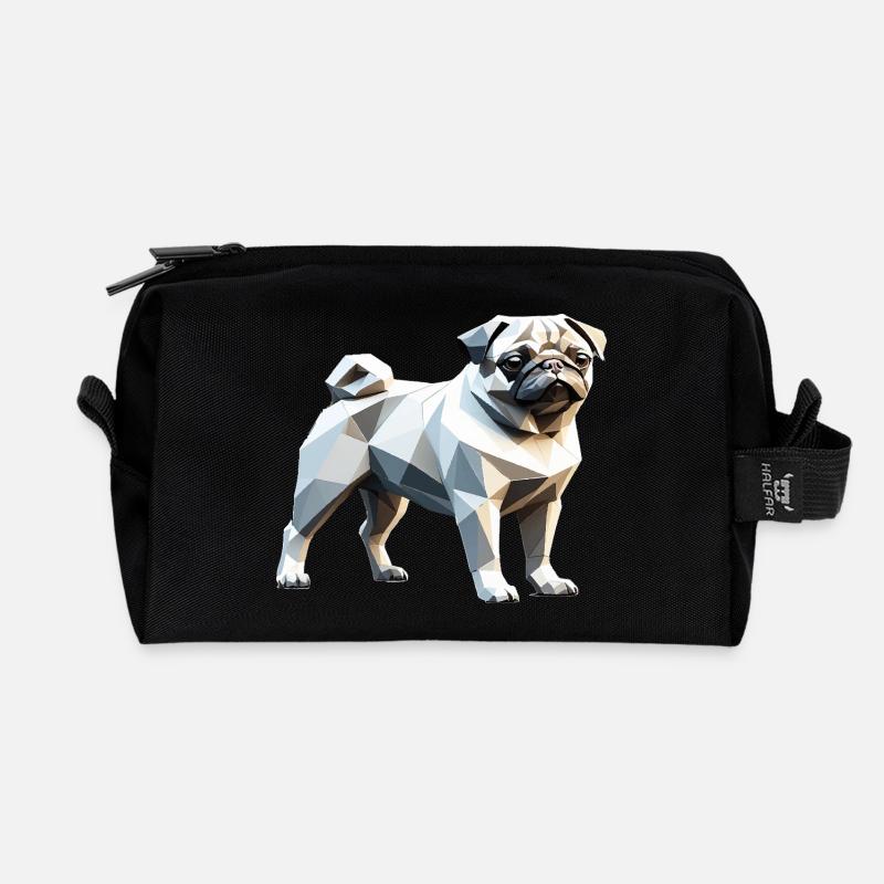 Pug - Pet Design - Recycled Toiletry Zip Bag - black