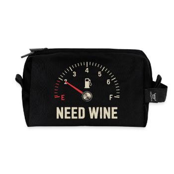 Tank empty – need wine now! - Recycled Toiletry Zip Bag - black - Front