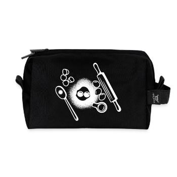 Baking Ingredients Drawing - Recycled Toiletry Zip Bag - black - Front