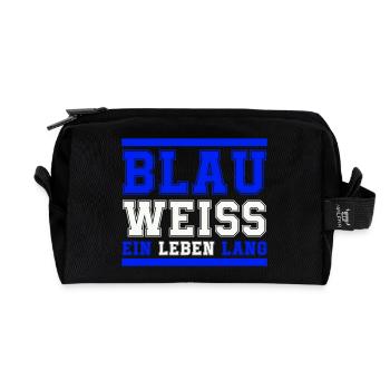 Bleu et blanc pour toute une vie - Trousse de toilette en tissu recyclé - noir - Devant