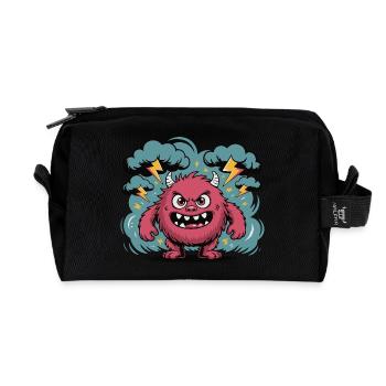 Fierce Storm Monster Illustration - Recycled Toiletry Zip Bag - black - Front