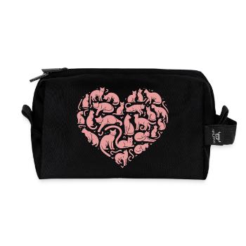 Silhouette Cœur de Chat Rose - Trousse de toilette en tissu recyclé - noir - Devant