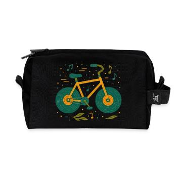 Melodic Vintage Bicycle Doodle - Recycled Toiletry Zip Bag - black - Front