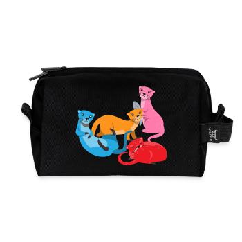 Seeotter Cartoon Fischotter - Recycelte Kulturtasche - Schwarz - Vorne