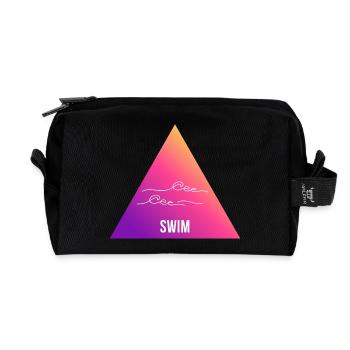 Schwimmen Gradient Dreieck Wellen - Recycelte Kulturtasche - Schwarz - Vorne