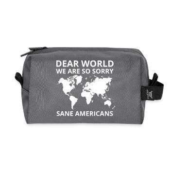 Dear World We Are So Sorry Protest Graphic - Recycled Toiletry Zip Bag - anthracite - Front
