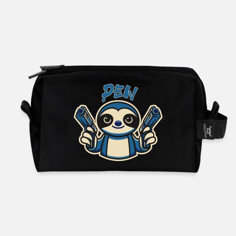 Cute Sloth Pew - Recycelte Kulturtasche - Schwarz