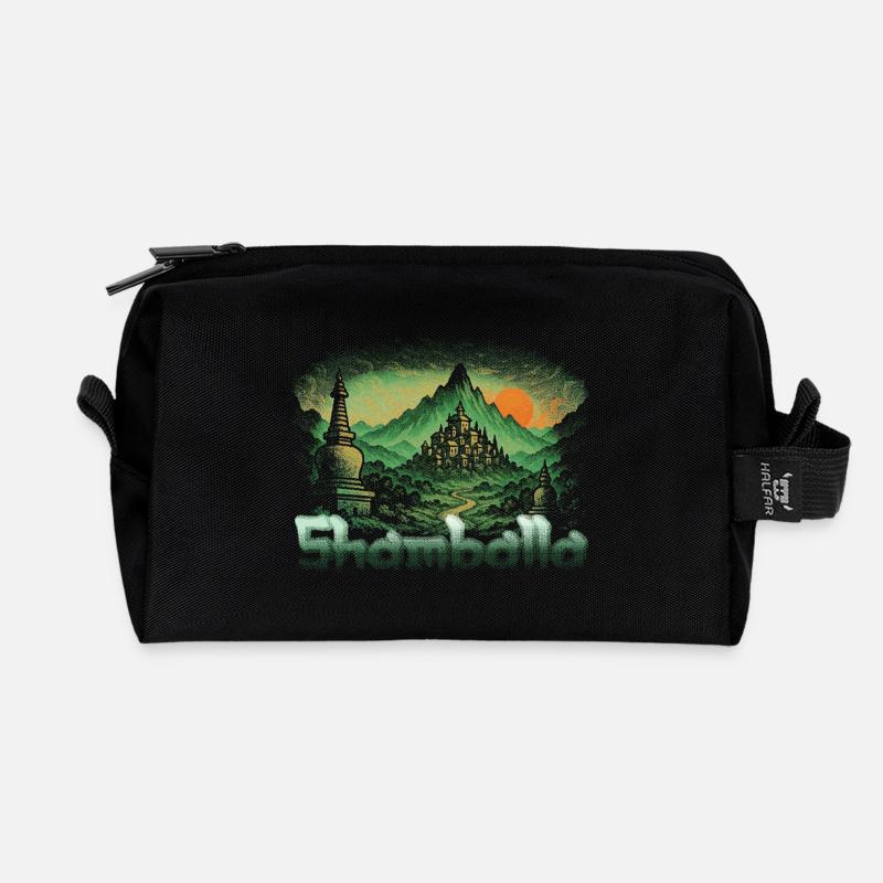 Shamballa Sunset - Recycled Toiletry Zip Bag - black